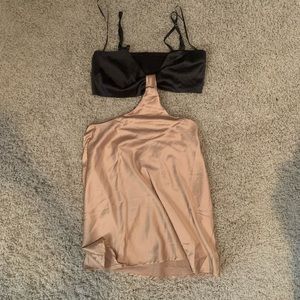 Champaign and Black Cut out Dress